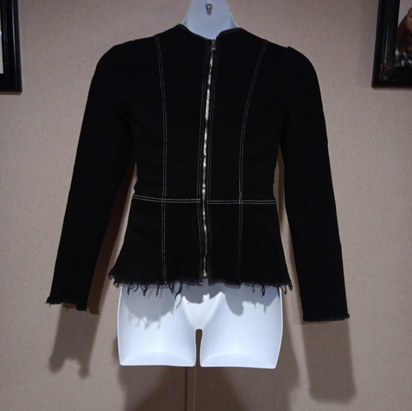 Love Highlight Black Corset Shirt Stretch Denim Lace Up Long Sleeve Size L - Picture 5 of 6